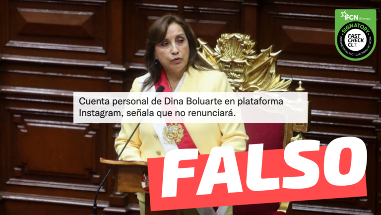 Lee más sobre el artículo (Imagen) Dina Boluarte: “Que les quede muy claro: no voy a renunciar”: #Falso