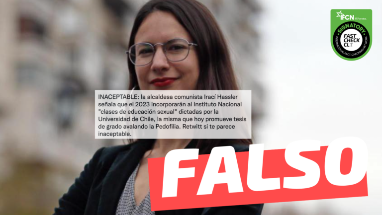 Lee más sobre el artículo “INACEPTABLE: la alcaldesa comunista Irací Hassler señala que el 2023 incorporarán al Instituto Nacional ‘clases de educación sexual’ dictadas por la Universidad de Chile”: #Falso