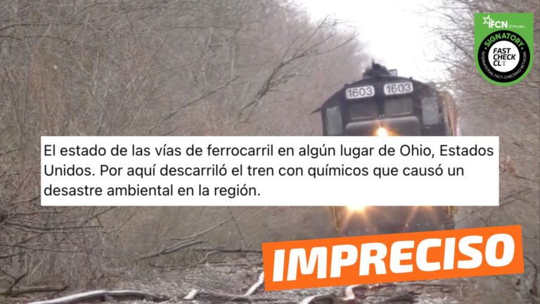 Lee más sobre el artículo (Video) “Vías de ferrocarril en algún lugar de Ohio: Por aquí descarriló el tren con químicos que causó un desastre ambiental en la región”: #Impreciso