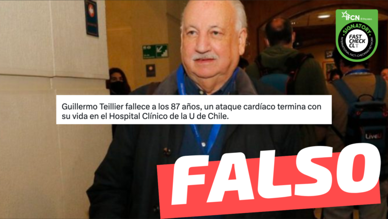 Lee más sobre el artículo “Guillermo Teillier fallece a los 87 años, un ataque cardíaco termina con su vida en el Hospital Clínico de la U. de Chile”: #Falso