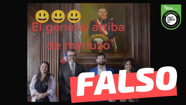 Lee más sobre el artículo (Imagen) Presidente Boric y Mario Marcel posando delante de un cuadro de Pinochet: #Falso