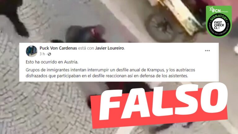 Lee más sobre el artículo (Video) “Esto ocurrió en Austria. Grupos de inmigrantes intentan interrumpir un desfile anual de Krampus…”: #Falso