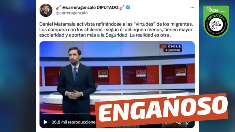 Lee más sobre el artículo (Video) “Daniel Matamala activista refiriéndose a las “virtudes” de los migrantes (…) según él delinquen menos, tienen mayor escolaridad y aportan más a la Seguridad”: #Engañoso