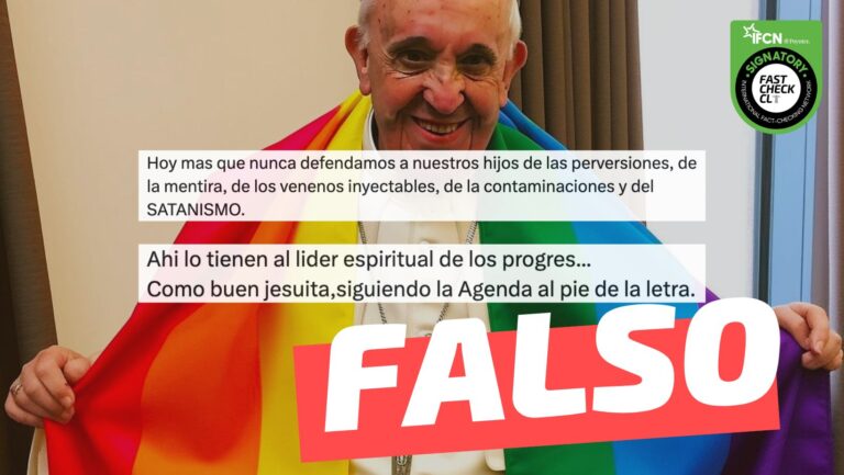 Lee más sobre el artículo (Imagen) Papa Francisco posando con la bandera LGTBIQ+: #Falso