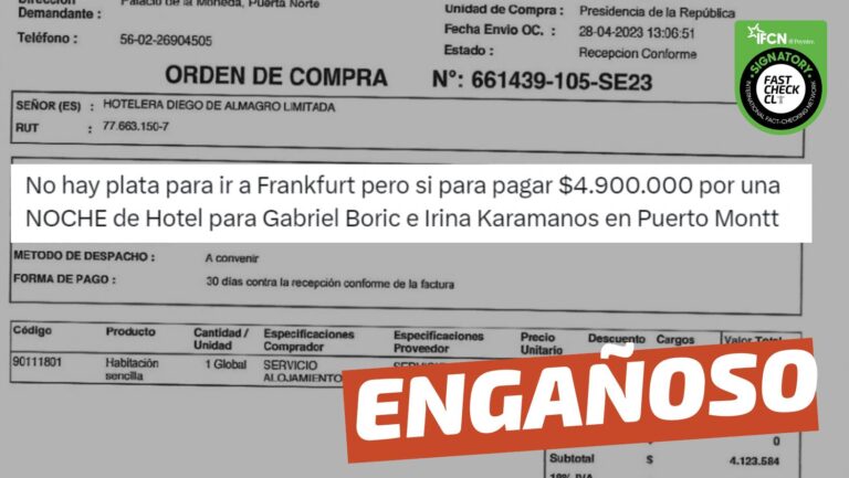 Lee más sobre el artículo (Imagen) “Gobierno pagó $4.900.000 por una noche de hotel para Boric e Irina en Puerto Montt”: #Engañoso