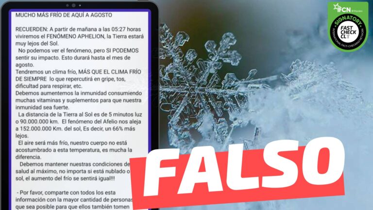 Lee más sobre el artículo El fenómeno Aphelion provoca un clima mucho más frío: #Falso