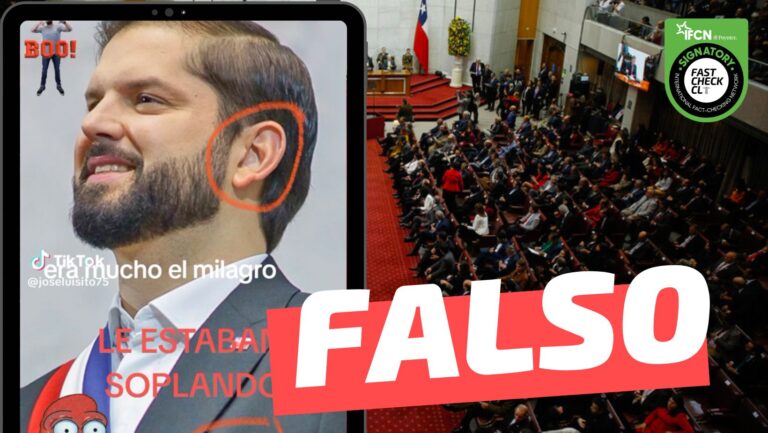 Lee más sobre el artículo (Imagen) El Presidente Gabriel Boric utilizó audífono de retorno en la Cuenta Pública 2023: #Falso