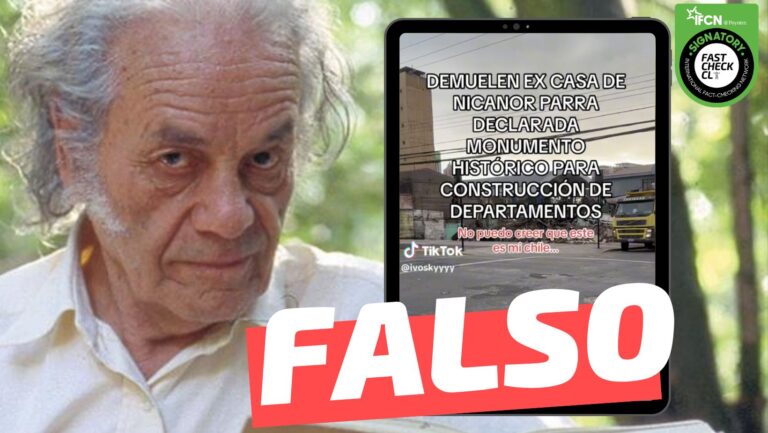 Lee más sobre el artículo (Video) “Demuelen ex casa de Nicanor Parra, declarada Monumento Histórico, para construcción de departamentos”: #Falso