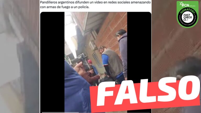Lee más sobre el artículo “Pandilleros argentinos difunden un video en redes sociales amenazando con armas de fuego a un policía”: #Falso