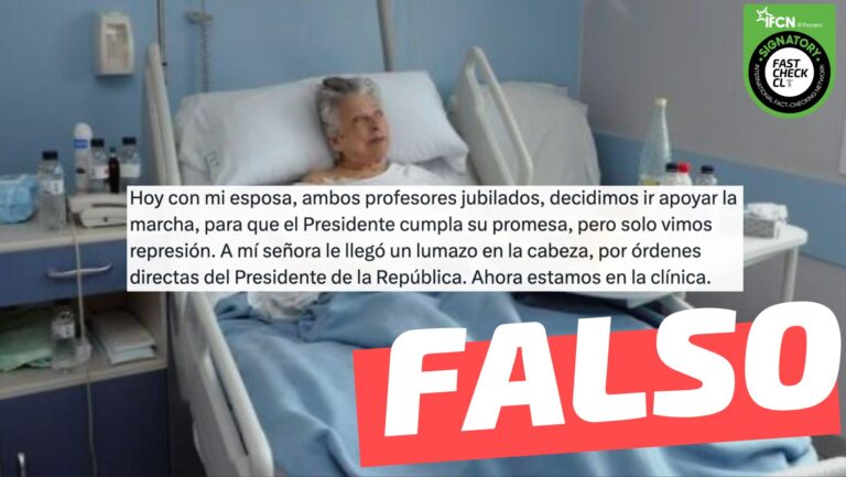 Lee más sobre el artículo (Imagen) “A mí señora le llegó un lumazo en la cabeza, por órdenes directas del Presidente de la República (Gabriel Boric)”: #Falso