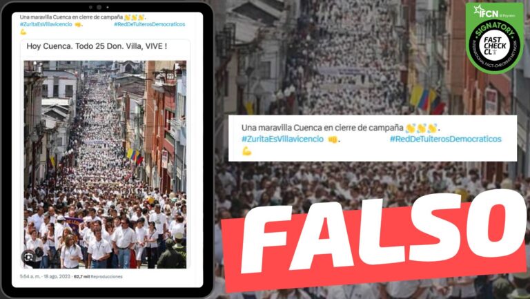 Lee más sobre el artículo (Imagen) Multitudinaria convocatoria en favor de Christian Zurita, candidato presidencial de Ecuador que reemplazó al asesinado Fernando Villavicencio: #Falso