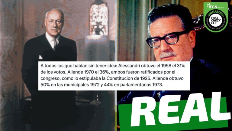 Lee más sobre el artículo “Alessandri obtuvo en 1958 el 31% de los votos, Allende 1970 el 36%, ambos fueron ratificados por el Congreso (…)”: #Real