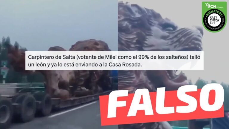 Lee más sobre el artículo (Video) “Carpintero de Salta (votante de Milei como el 99% de los salteños) talló un león y ya lo está enviando a la Casa Rosada”: #Falso