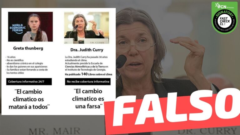 Lee más sobre el artículo Dra. Judith Curry, quien actualmente preside la “Escuela de Ciencias Atmosféricas” dijo: “El cambio climático es una farsa”: #Falso