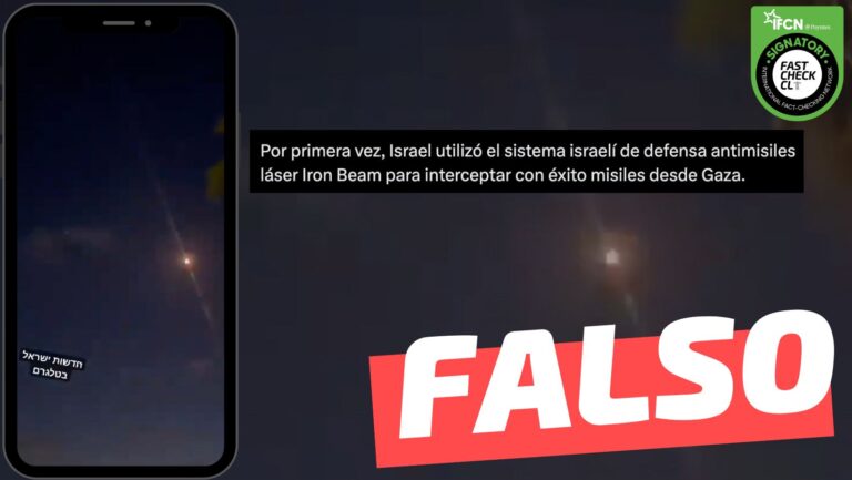 Lee más sobre el artículo (Video) “Por primera vez, Israel utilizó el sistema israelí de defensa antimisiles láser Iron Beam para interceptar con éxito misiles desde Gaza”: #Falso