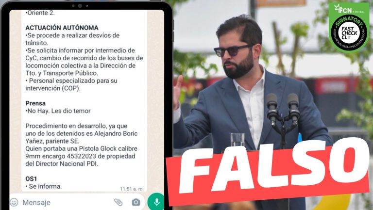 Lee más sobre el artículo (Cadena de WhatsApp) Alejandro Boric Yáñez, pariente del presidente Boric, fue detenido portando una pistola: #Falso