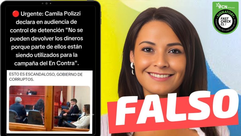 Lee más sobre el artículo “Camila Polizzi declara en control de detención: ‘No se pueden devolver los dineros porque parte de ellos están siendo utilizados para la campaña del En Contra'”: #Falso