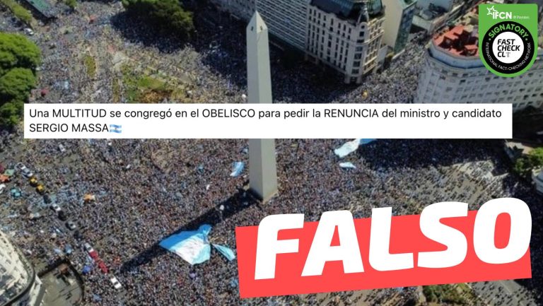 Lee más sobre el artículo (Imagen) “Multitud se congregó en el Obelisco para pedir la renuncia del ministro y candidato Sergio Massa”: #Falso