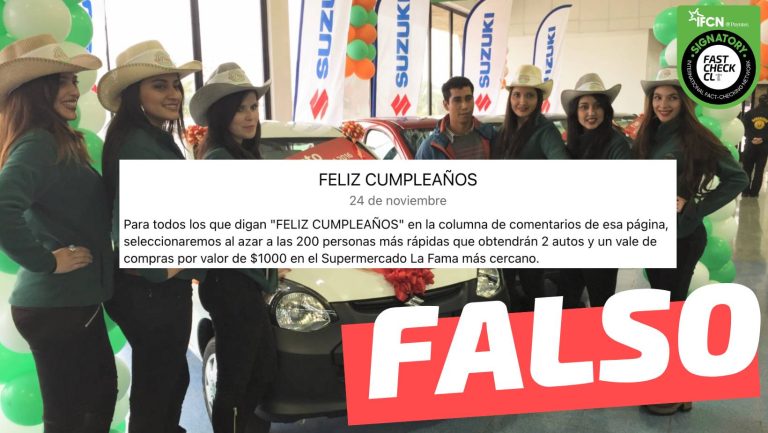 Lee más sobre el artículo (Concurso) Supermercado La Fama sortea dos autos y un vale de compras: #Falso