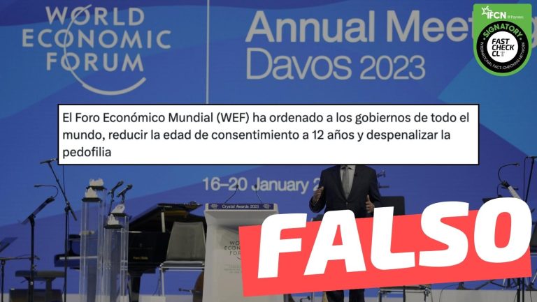 Lee más sobre el artículo Foro Económico Mundial ordenó reducir la edad de consentimiento a 12 años: #Falso