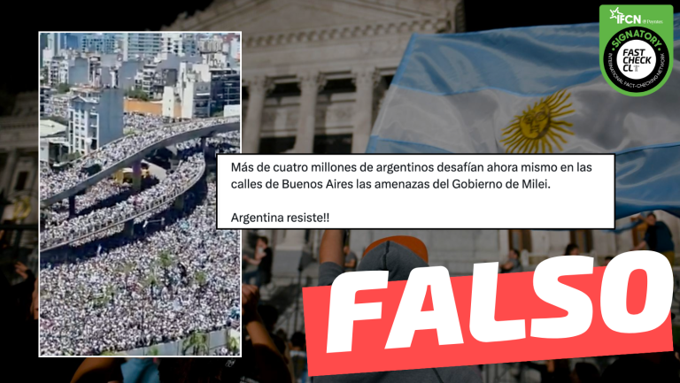 Lee más sobre el artículo (Video) “Más de cuatro millones de argentinos desafían ahora mismo en las calles de Buenos Aires las amenazas del Gobierno de Milei”: #Falso