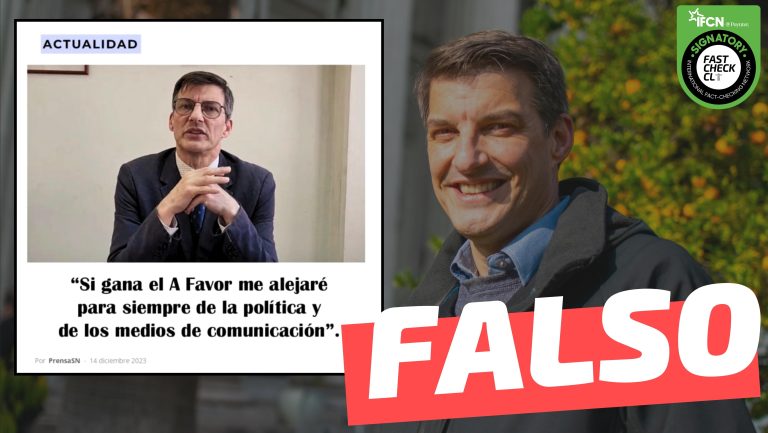 Lee más sobre el artículo Daniel Stingo dijo: “Si gana el A Favor me alejaré para siempre de la política y de los medios de comunicación”: #Falso