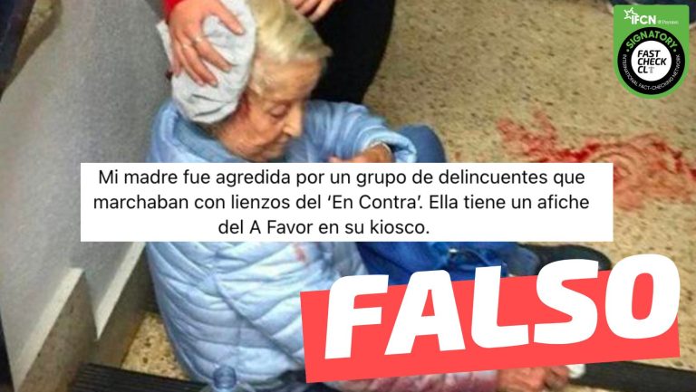 Lee más sobre el artículo (Imagen) “Mi madre fue agredida por un grupo de delincuentes que marchaban con lienzos del ‘En Contra’ (…)”: #Falso