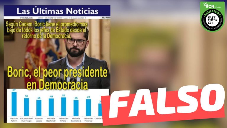 Lee más sobre el artículo LUN: “Boric tiene el promedio más bajo de todos los jefes de Estado desde el retorno a la democracia”: #Falso