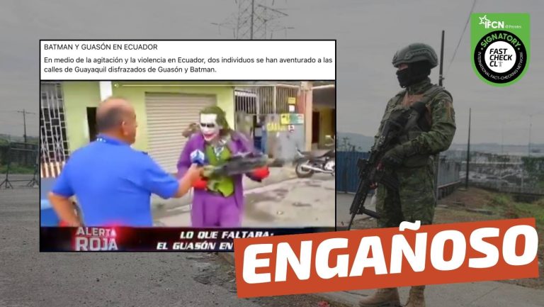 Lee más sobre el artículo (Video) “En medio de la agitación y la violencia en Ecuador, dos individuos se han aventurado a las calles de Guayaquil disfrazados de Guasón y Batman”: #Engañoso