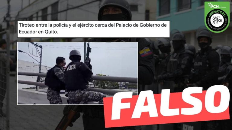 Lee más sobre el artículo (Video) “Tiroteo entre la policía y el ejército cerca del Palacio de Gobierno de Ecuador en Quito”: #Falso