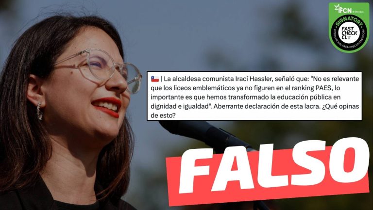 Lee más sobre el artículo Irací Hassler dijo: “No es relevante que los liceos emblemáticos ya no figuren en el ranking PAES, lo importante es que hemos transformado la educación pública”: #Falso
