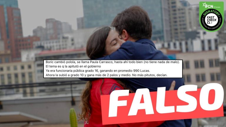 Lee más sobre el artículo “Polola” de Gabriel Boric “ya era funcionaria grado 16, ganando en promedio 990 lucas. Ahora la subió a grado 10 y gana más de 2 palos y medio”: #Falso