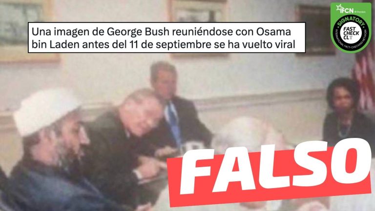 Lee más sobre el artículo “Una imagen de George Bush reuniéndose con Osama bin Laden antes del 9/11”: #Falso