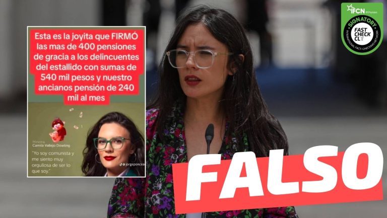 Lee más sobre el artículo Ministra Camila Vallejo “firmó las más de 400 pensiones de gracia a los delincuentes del estallido”: #Falso