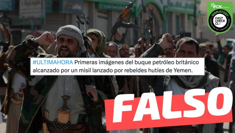 Lee más sobre el artículo (Video) “Primeras imágenes del buque petróleo británico alcanzado por un misil lanzado por rebeldes hutíes de Yemen”: #Falso