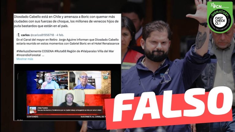 Lee más sobre el artículo “Diosdado Cabello está en Chile y amenaza a Boric con quemar más ciudades”: #Falso