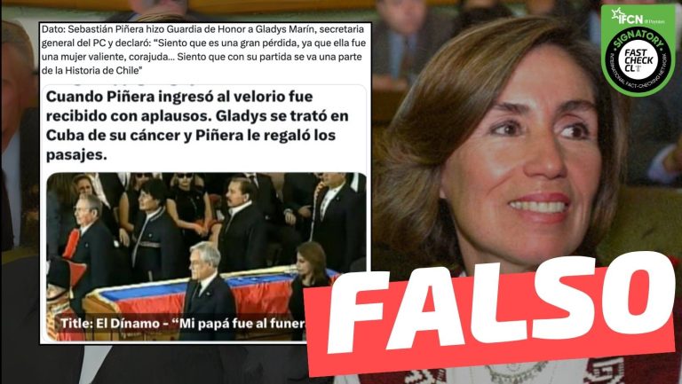 Lee más sobre el artículo (Imagen) “Sebastián Piñera hizo Guardia de Honor a Gladys Marín, secretaria general del PC”: #Falso