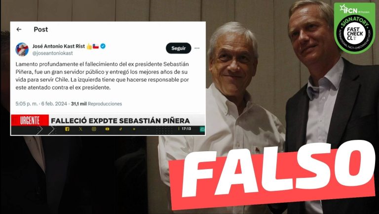 Lee más sobre el artículo José Antonio Kast tuiteó: “(…) La izquierda tiene que hacerse responsable por este atentado contra el expresidente”: #Falso