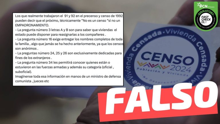 Lee más sobre el artículo El Censo es “para saber qué viviendas el Estado puede disponer para reasignarlas” y “quiénes están en las Fuerzas Armadas”: #Falso