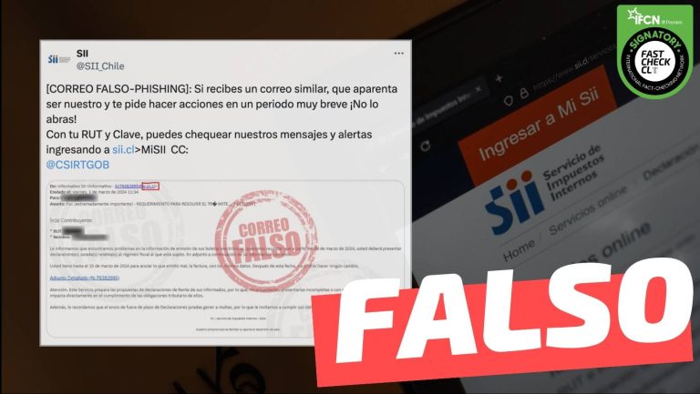 Lee más sobre el artículo (Correo electrónico) SII: “Le informamos que encontramos problemas en la información de emisión de sus boletas”: #Falso