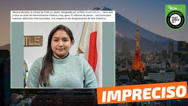 Lee más sobre el artículo La cónsul de Chile en Japón, Tamara Morales, “hace solo 3 años se tituló de Administración Pública y hoy gana 10 millones de pesos”: #Impreciso