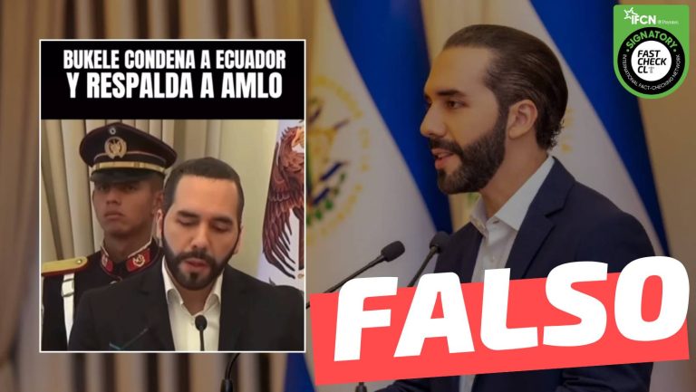 Lee más sobre el artículo (Video) “Nayib Bukele condena a Ecuador y respalda a Andrés Manuel López Obrador”: #Falso