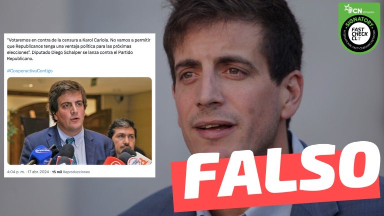 Lee más sobre el artículo El diputado Diego Schalper dijo: “Votaremos en contra de la censura a Karol Cariola. No vamos a permitir que Republicanos tenga una ventaja política para las próximas elecciones”: #Falso