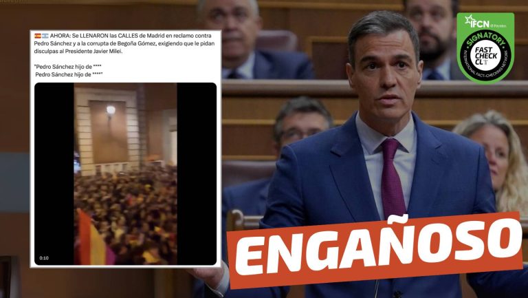 Lee más sobre el artículo (Video) “Se llenaron las calles de Madrid en reclamo contra Pedro Sánchez, exigiendo que le pida disculpas al presidente Milei”: #Engañoso