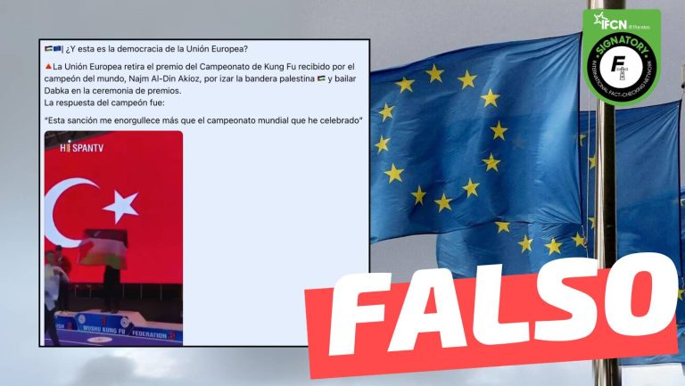 Lee más sobre el artículo (Video) “La Unión Europea retira el premio del Campeonato de Kung Fu a Najm Al-Di Akioz, por izar la bandera palestina”: #Falso