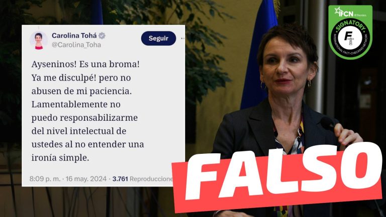 Lee más sobre el artículo Ministra Tohá tuiteó: “(…) no abusen de mi paciencia. Lamentablemente no puedo responsabilizarme del nivel intelectual de ustedes al no entender una ironía simple”: #Falso