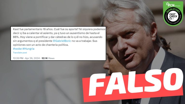 Lee más sobre el artículo “José Antonio Kast fue parlamentario 16 años y tuvo un ausentismo de hasta el 86%”: #Falso