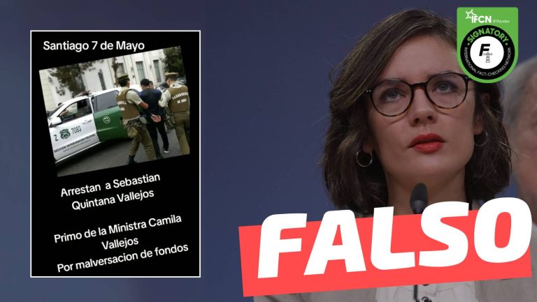 Lee más sobre el artículo (Imagen) “Arrestan a Sebastián Quintana, primo de la ministra Camila Vallejo”: #Falso
