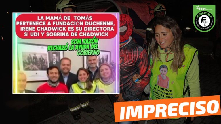 Lee más sobre el artículo (Imagen) “La mamá de Tomás pertenece a la fundación Duchenne, Irene Chadwick es su directora y sobrina de Chadwick”: #Impreciso