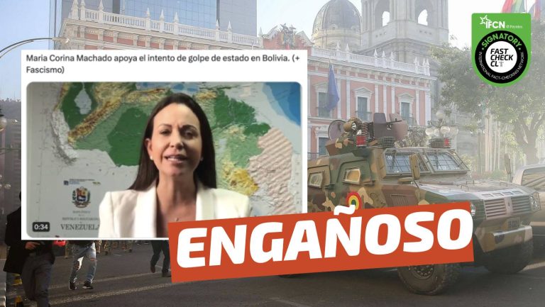 Lee más sobre el artículo (Video) “Maria Corina Machado (líder opositora venezolana) apoya el intento de golpe de Estado en Bolivia”: #Engañoso